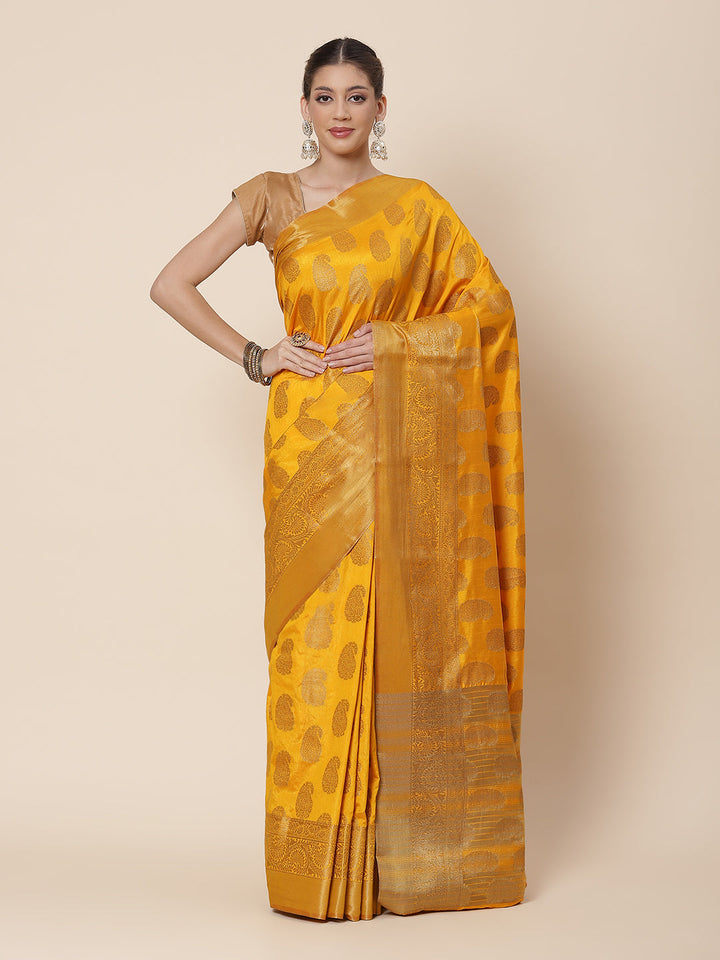Zari Border Booti Art Handloom Woven Saree