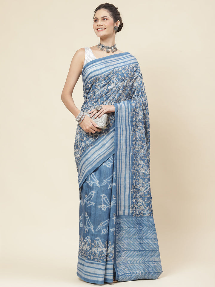 Resham Jaal Printed Handloom Saree