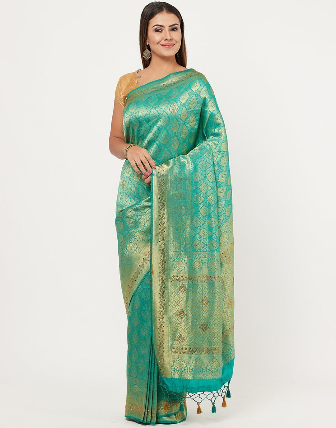 MBZ Meena Bazaar-Art Handloom Embroidery Saree