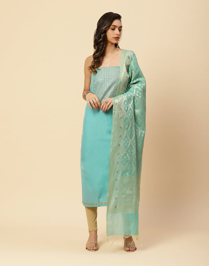 Embroidered Art Georgette Suit Piece With Chiffon Dupatta