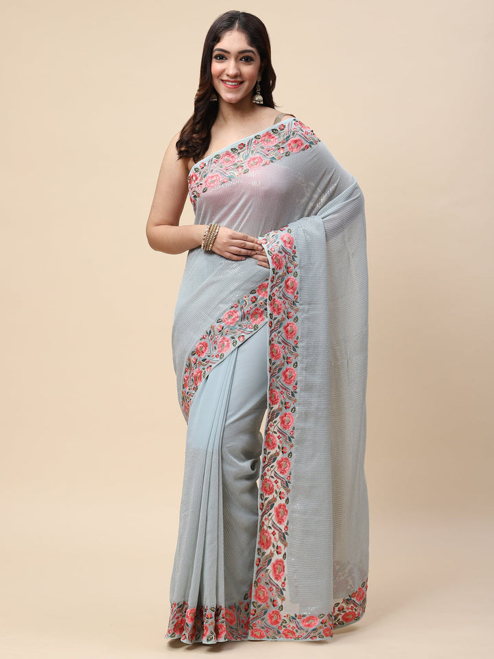 Sequin Embroidered Georgette Saree