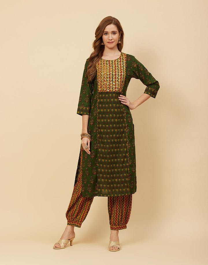 Printed Cotton Kurti With Salwar