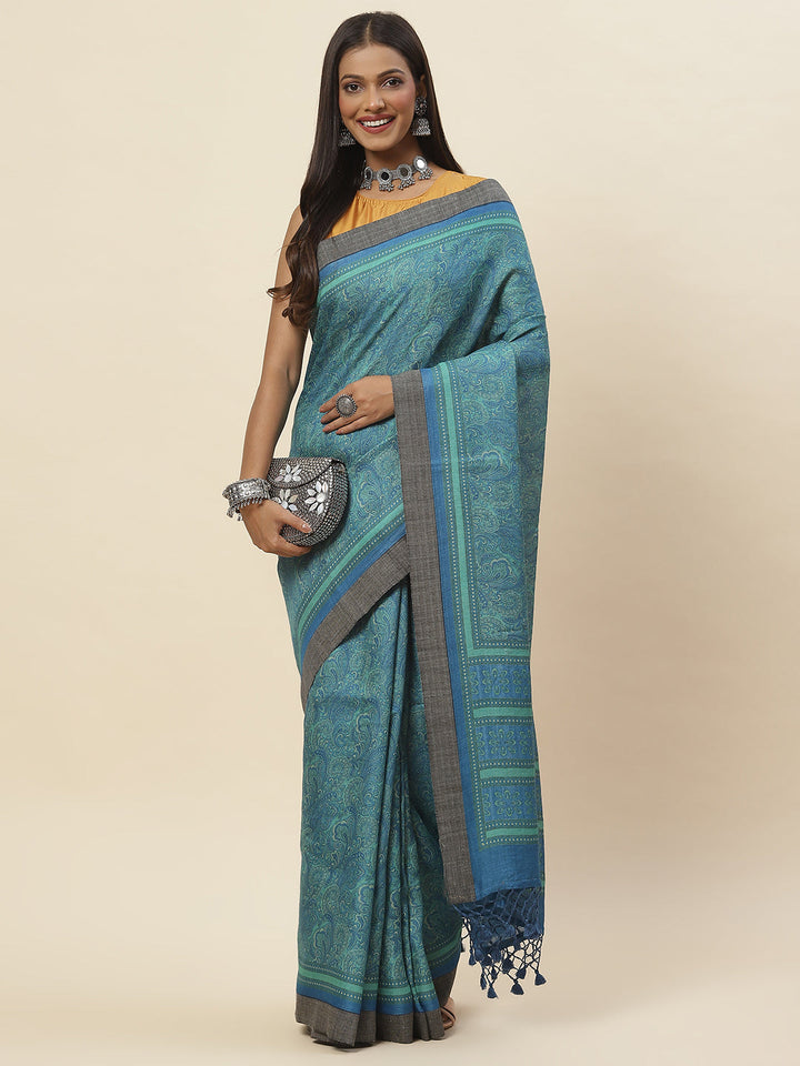 Printed Tussar Saree