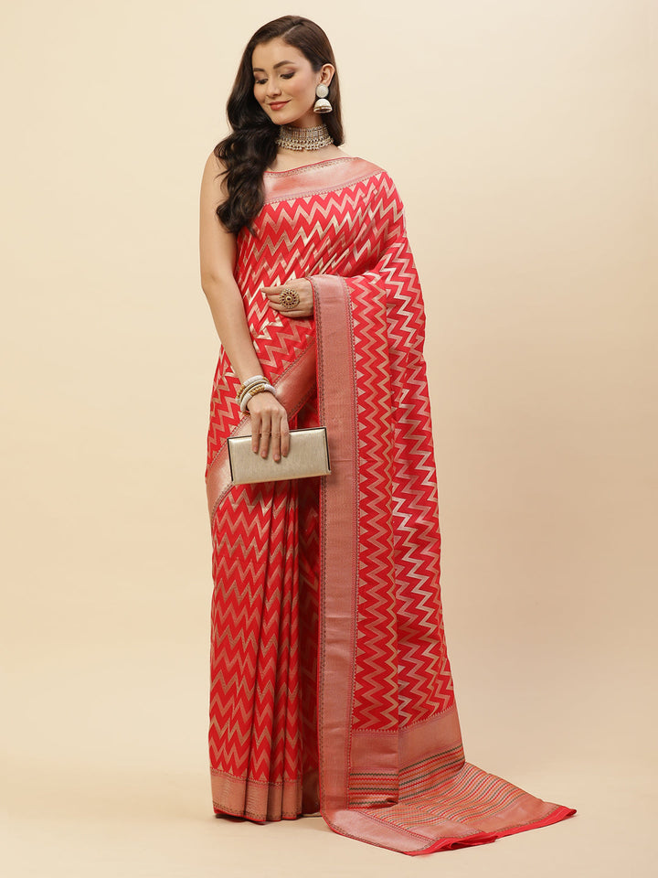 Zig Zag Banarasi Embroidered Saree