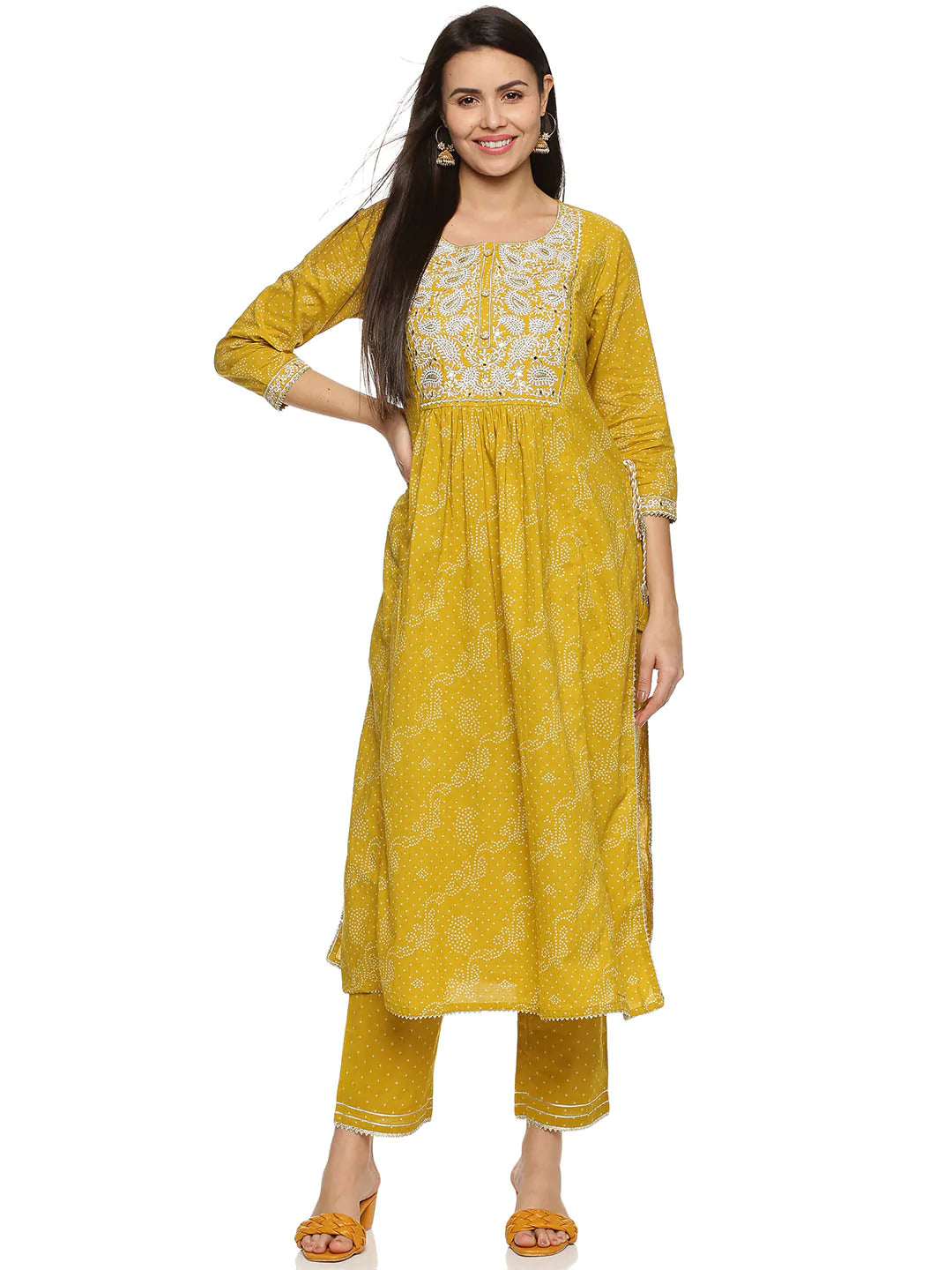 Printed Cotton Kurta With Pants