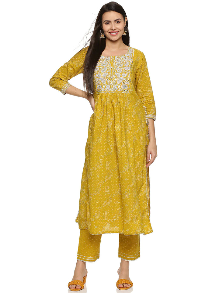 Printed Cotton Kurta With Pants
