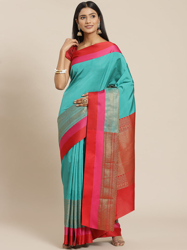 Plain Zari Border Cotton Woven Saree