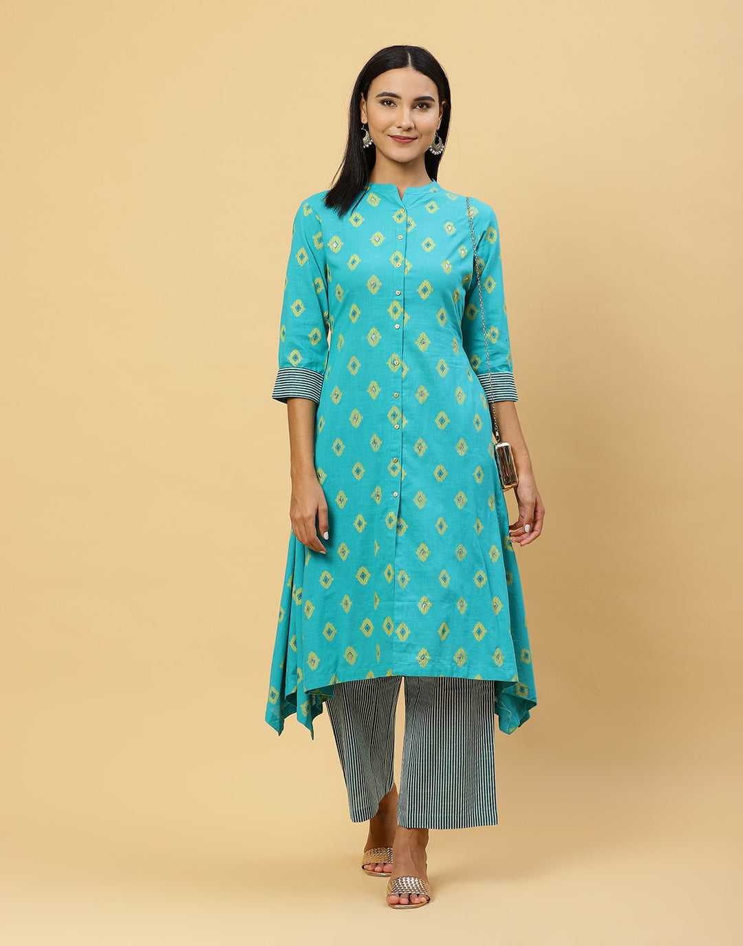Printed Cotton Anarkali Kurti With Pant