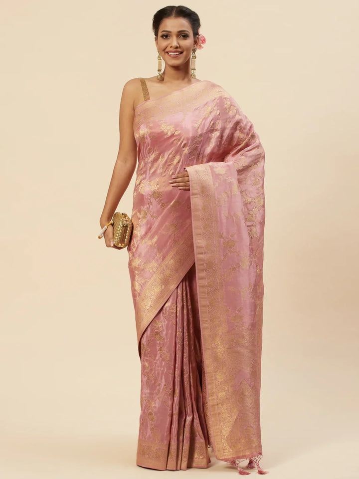 Floral Zari Jaal Banarasi Woven Saree