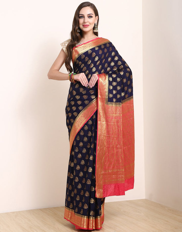 MBZ Meena Bazaar-Mustard Art Handloom Saree