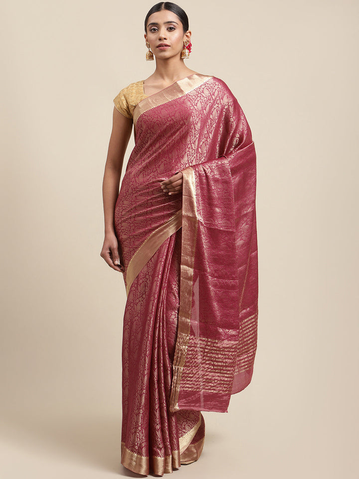 Brocade Zari Border Georgette Plain Saree