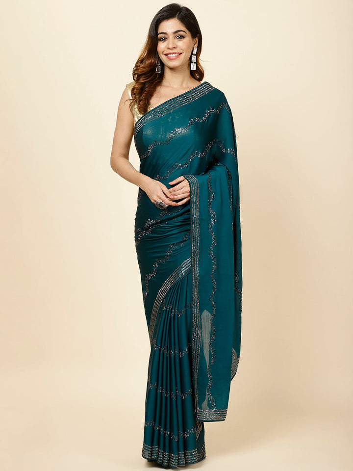 Stone Embroidered Chiffon Saree