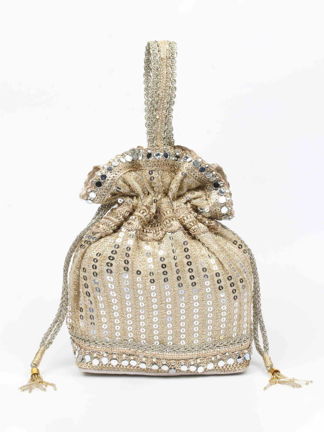 Golden Beige Sequin Potli Bag