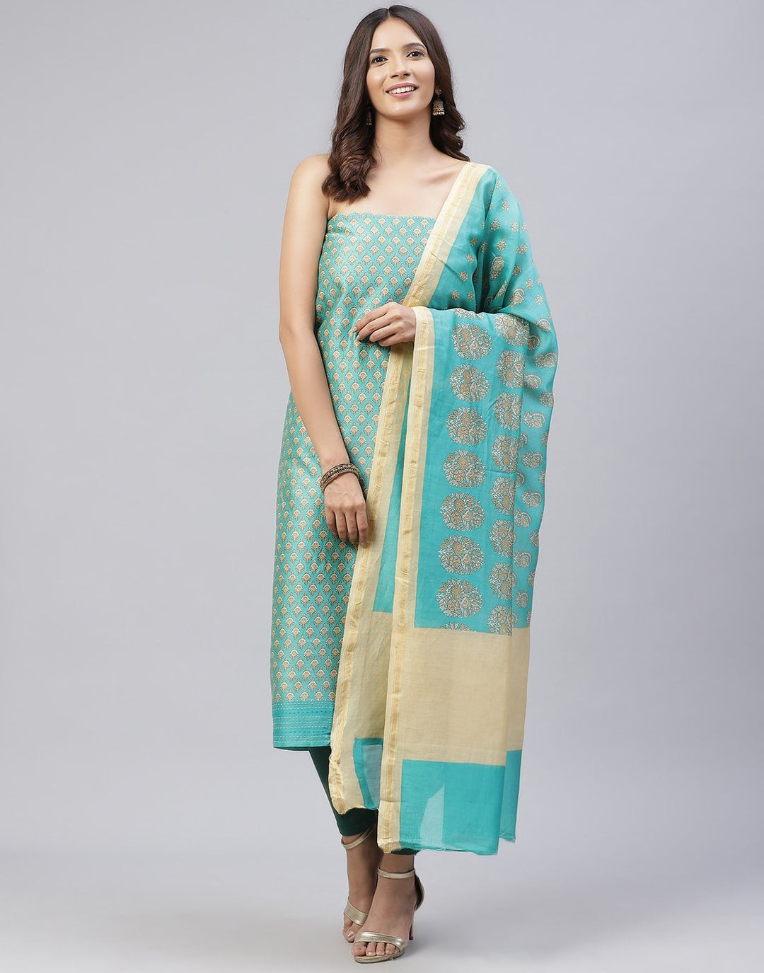 Fine Chanderi Printed Suit Piece