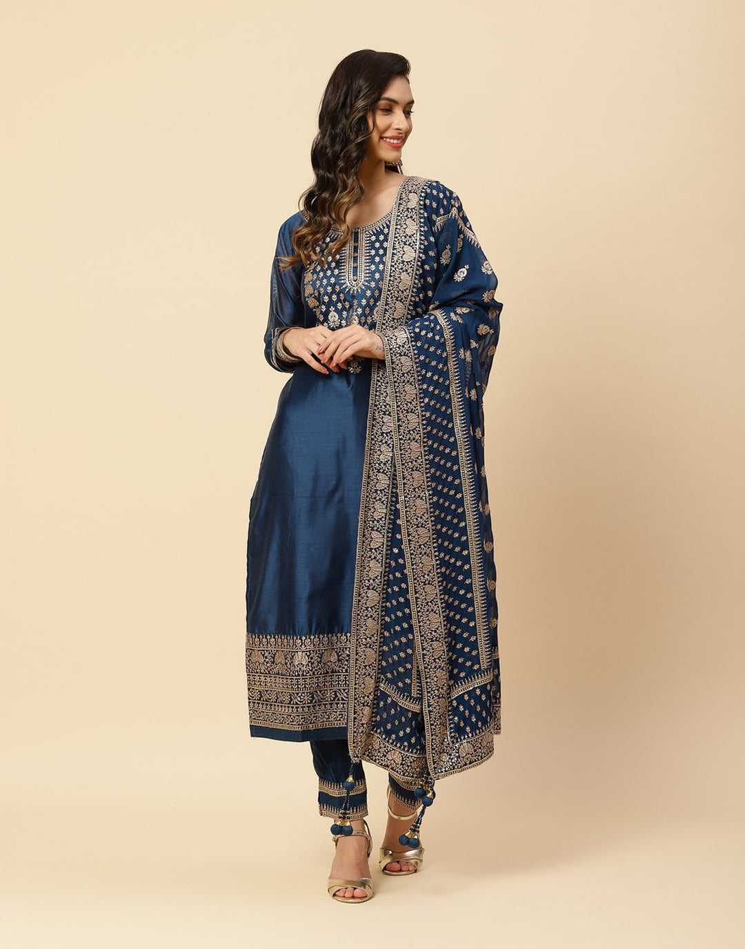 Embroidered Cotton Salwar Kameez Stitched Suit With Georgette Dupatta