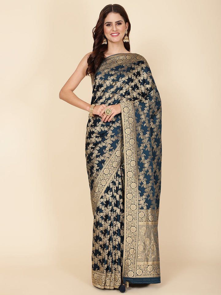Brocade Zari Jaal Woven Crepe Saree