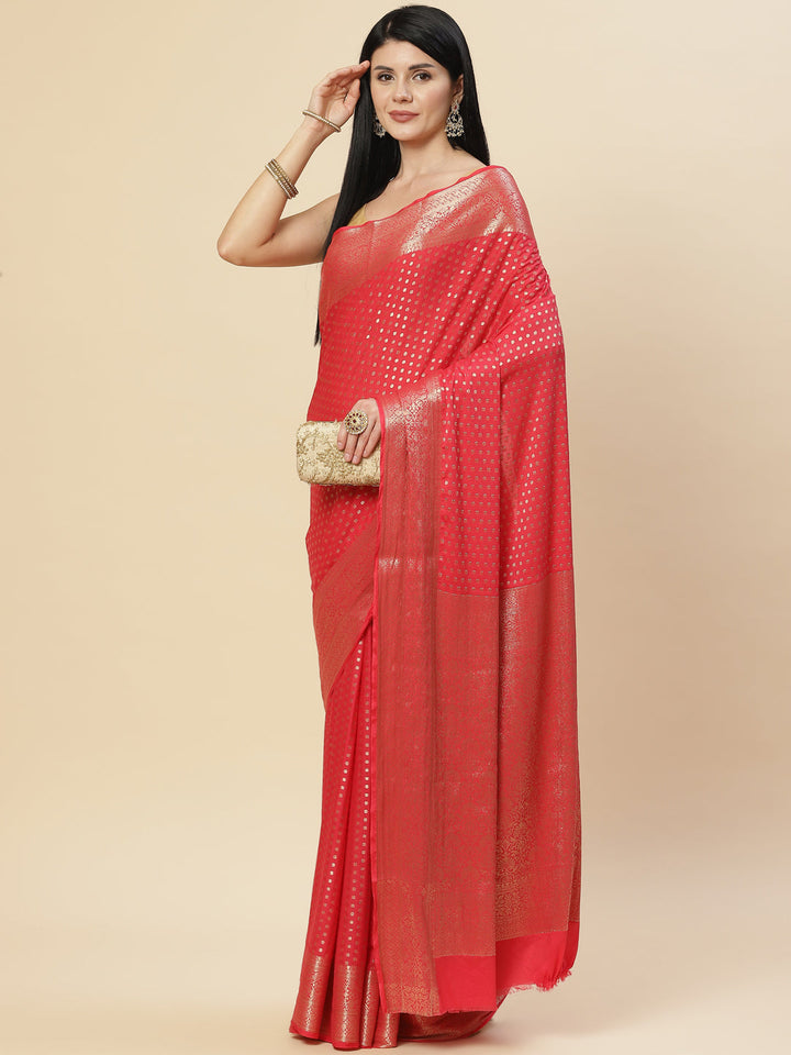 Zari Booti Georgette Plain Saree