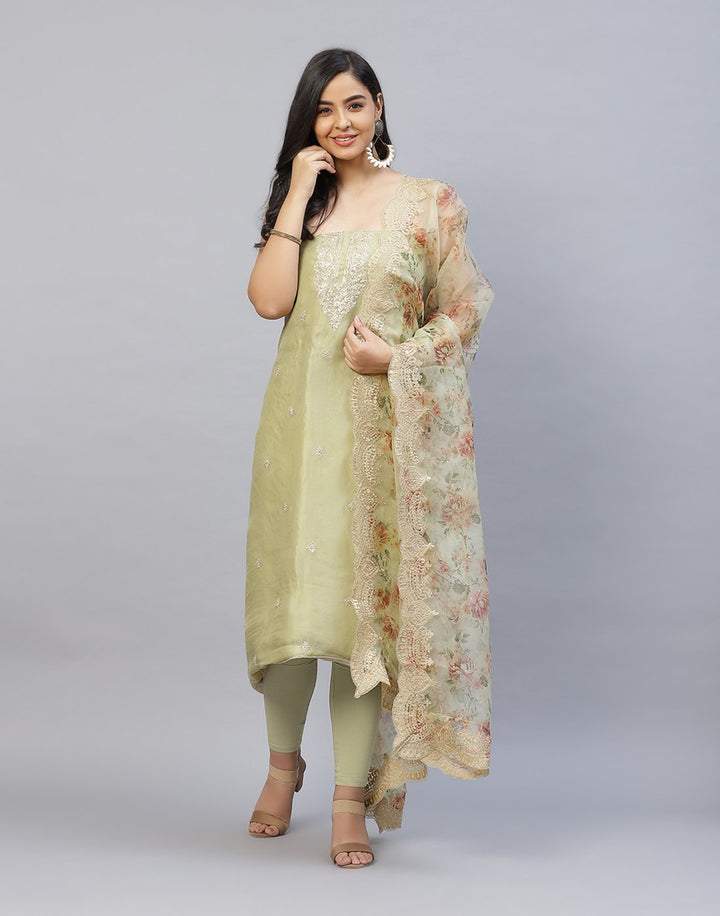Embroidered Organza Kora Suit Piece
