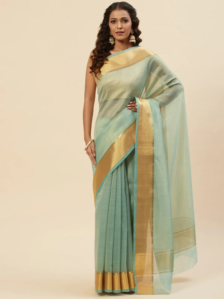 Plain Zari Border Handloom Woven Saree