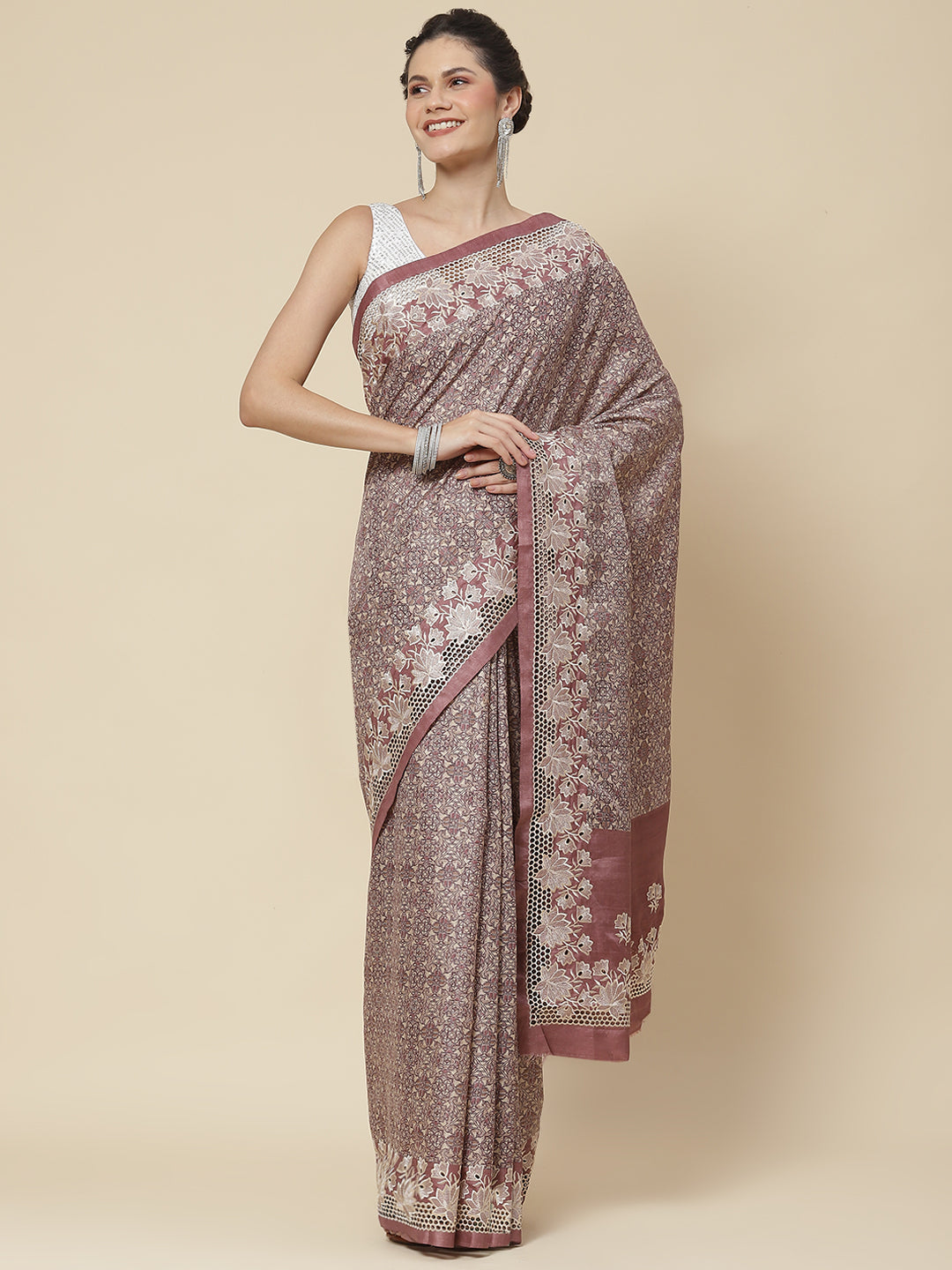 Traditional Print Tussar Saree