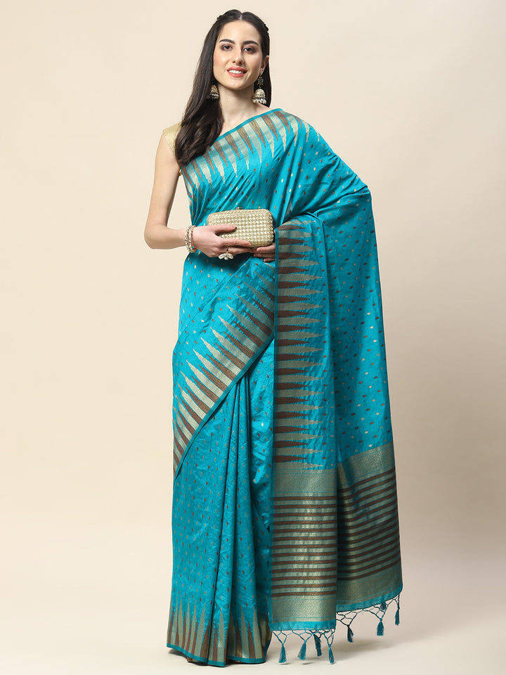 Zari Border Booti Woven Handloom Saree