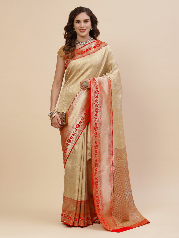 Brocade Zari Jaal Banarasi Woven Saree