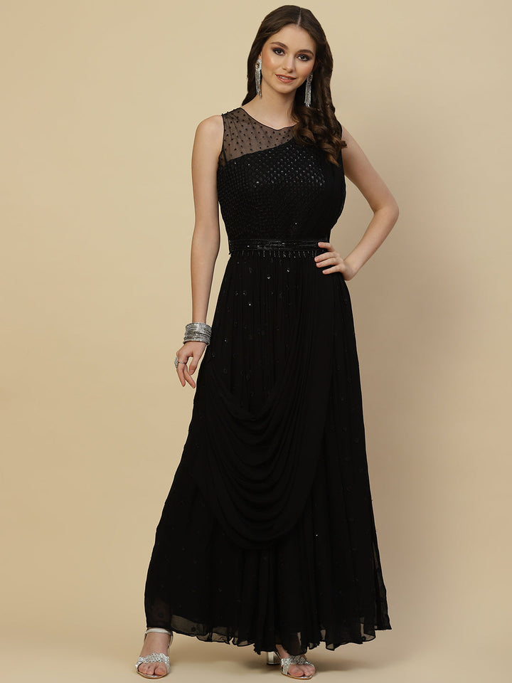 Resham Booti Georgette Gown Dress