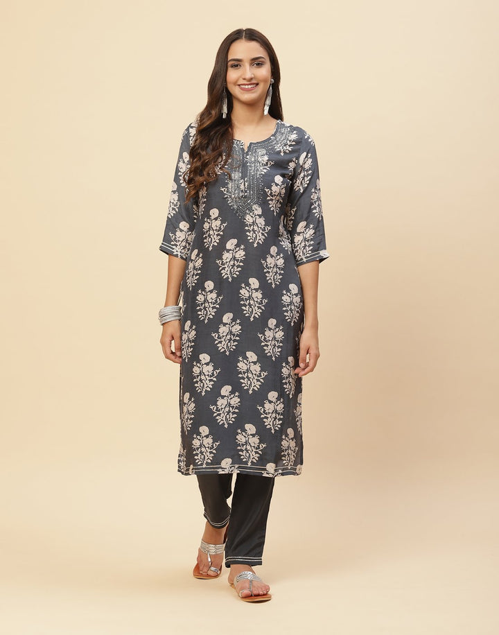 Printed Cotton Muslin Kurti With Pant
