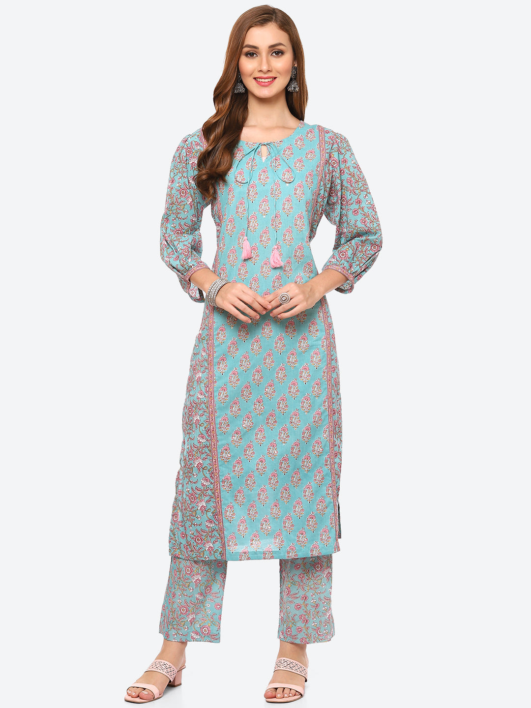Floral Printed Cotton Kurta With Pant