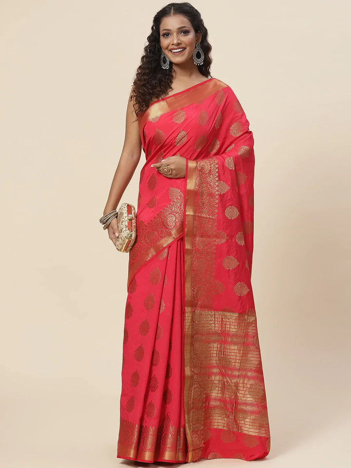 Zari Border Booti Handloom Woven Saree