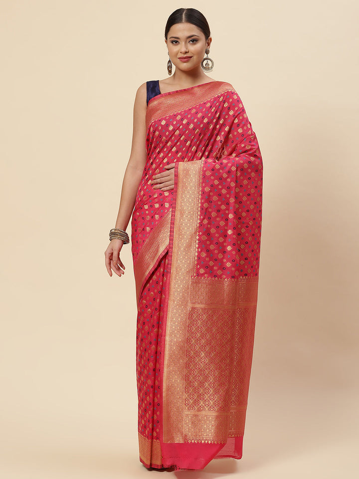 Zari Border Booti Handloom Woven Saree