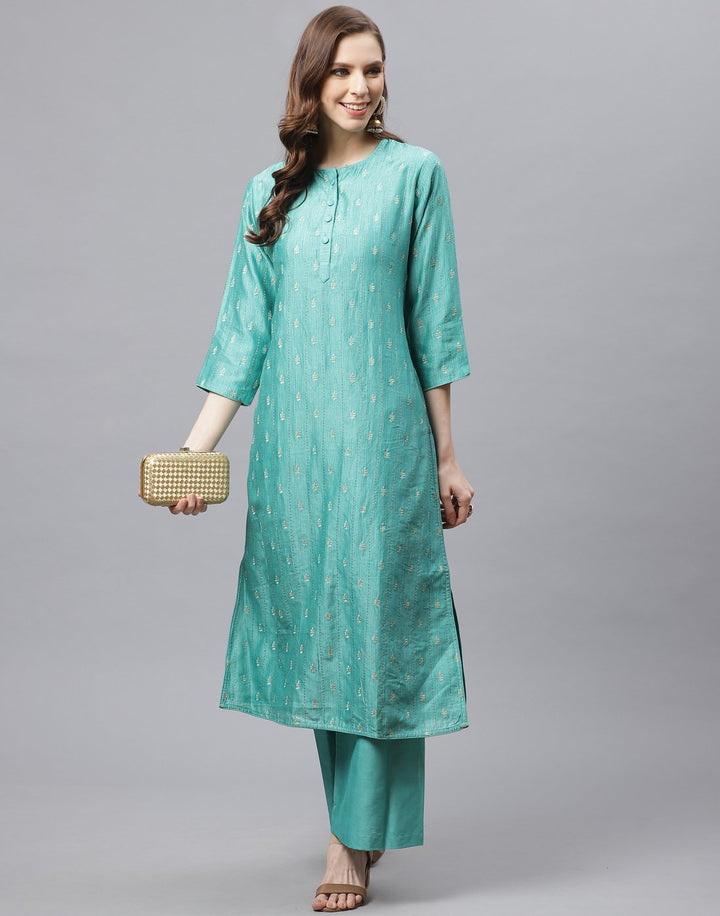 Embroidered Chanderi Kurti with Palazzo