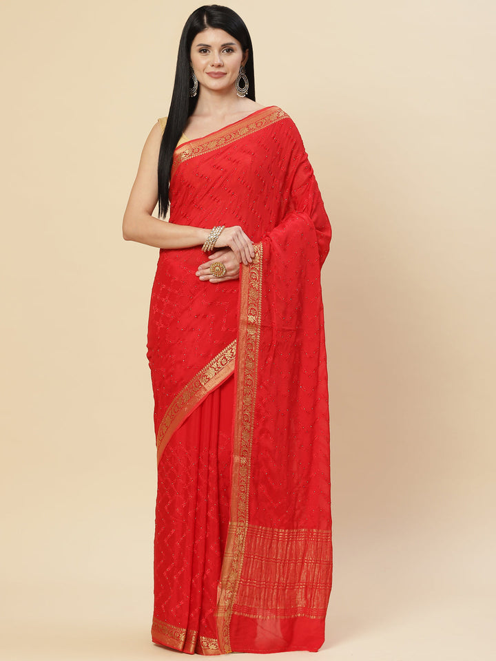 Embroidered Crepe Saree