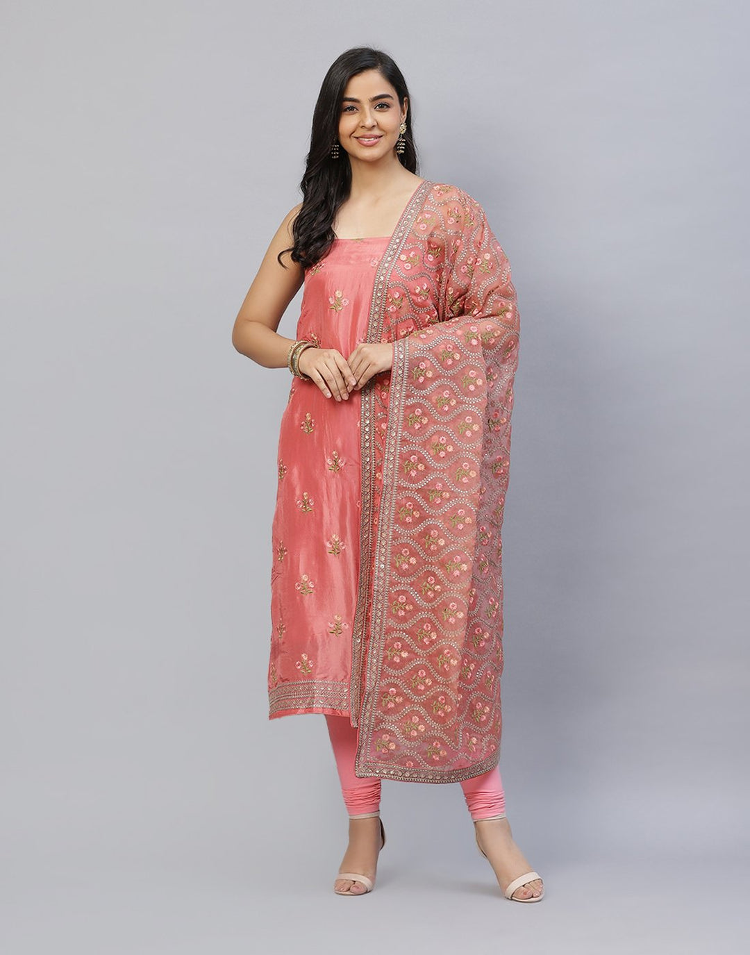 Embroidered Handloom Dupion Suit Piece