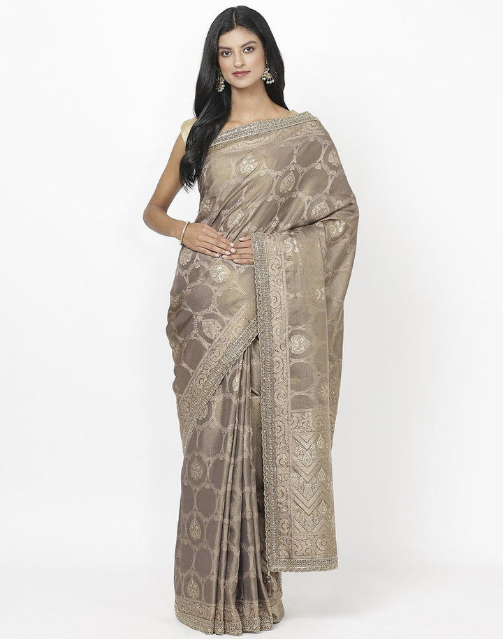 MBZ Meena Bazaar-Green Banarasi Tissue Saree