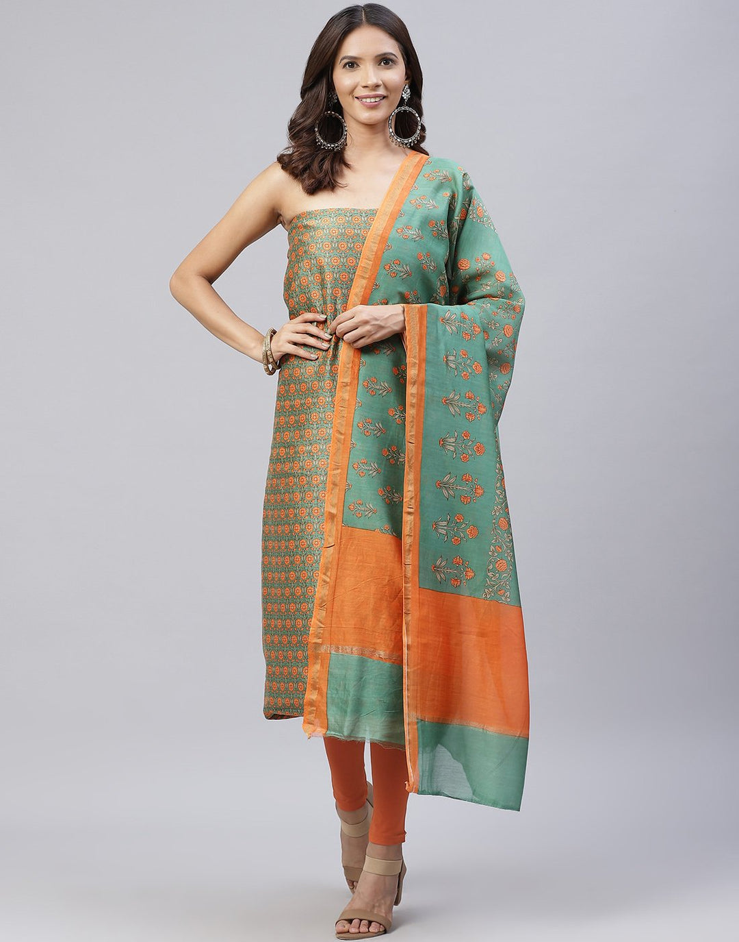 Printed Chanderi Suit Piece