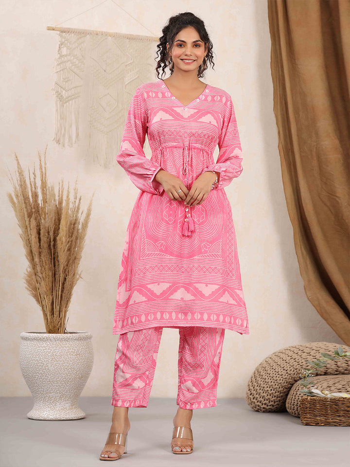 Printed Muslin Kurta With Pants