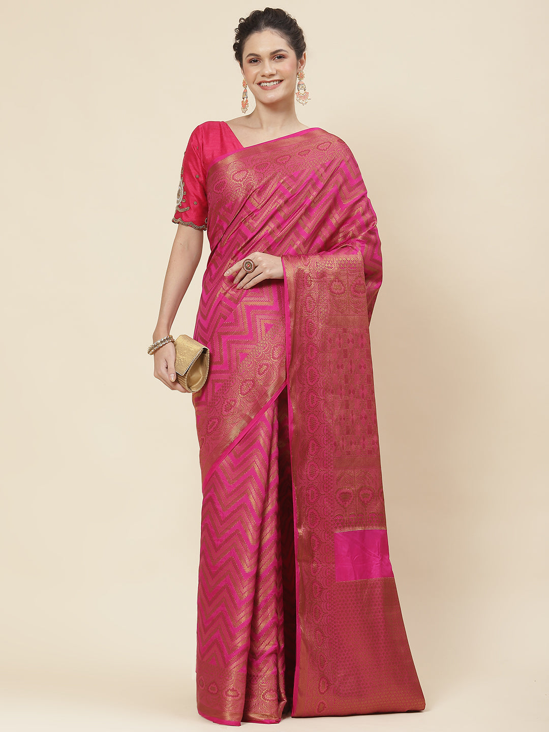 Leheriya Pattern Woven Handloom Saree