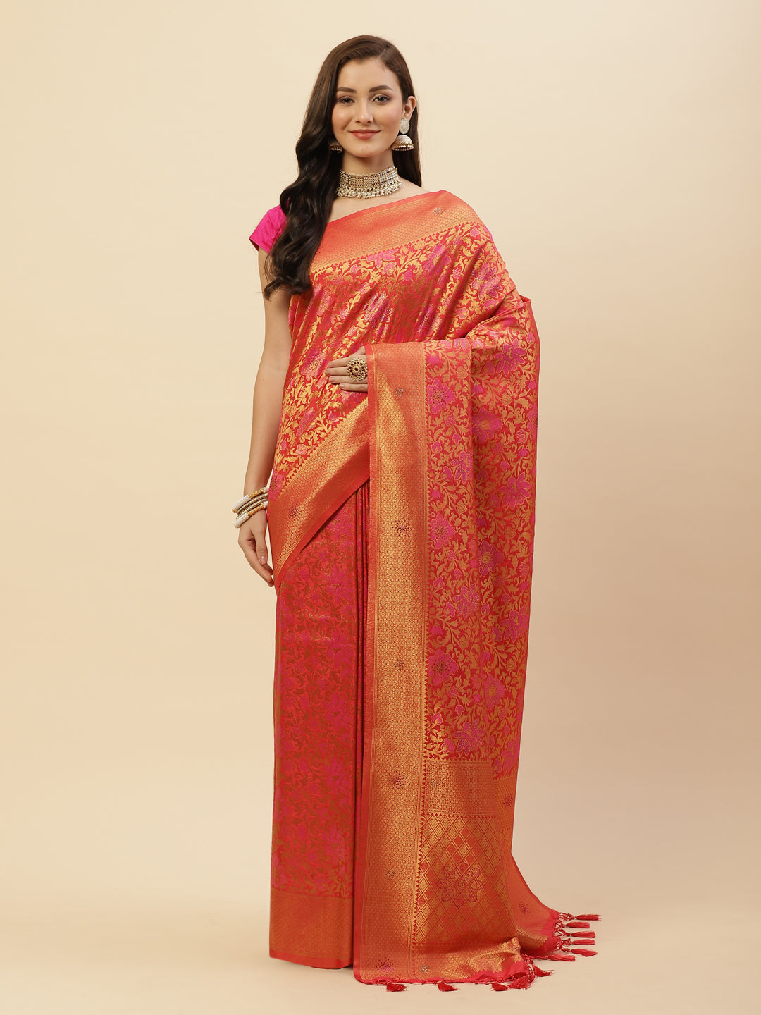 Stone Jaal Art Handloom Woven Saree