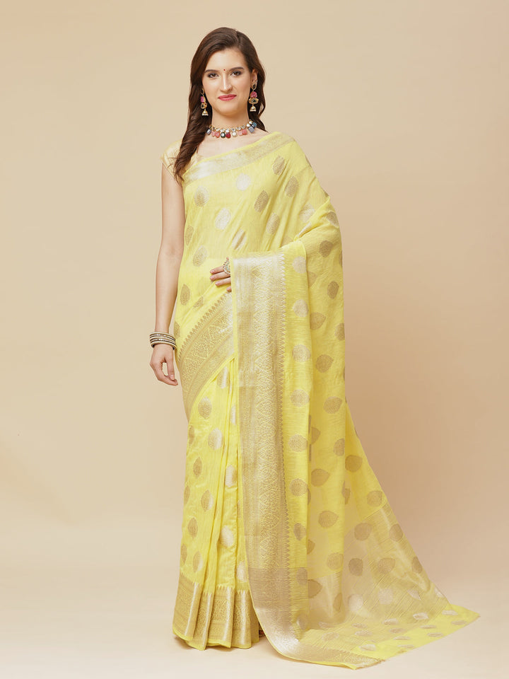Zari Border Booti Art Handloom Woven Saree