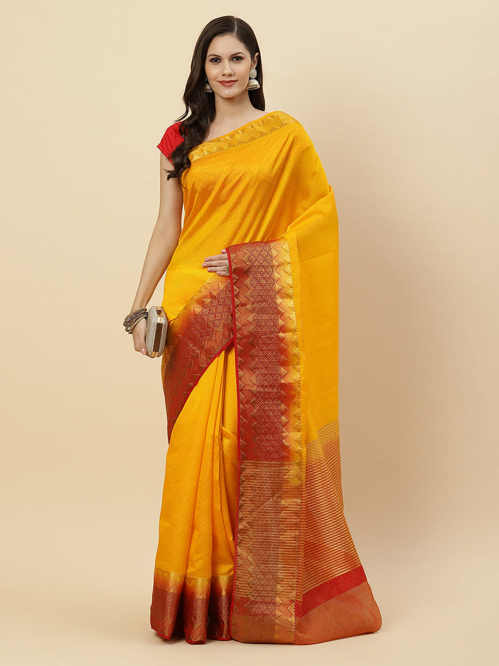 Plain Zari Border Handloom Woven Saree