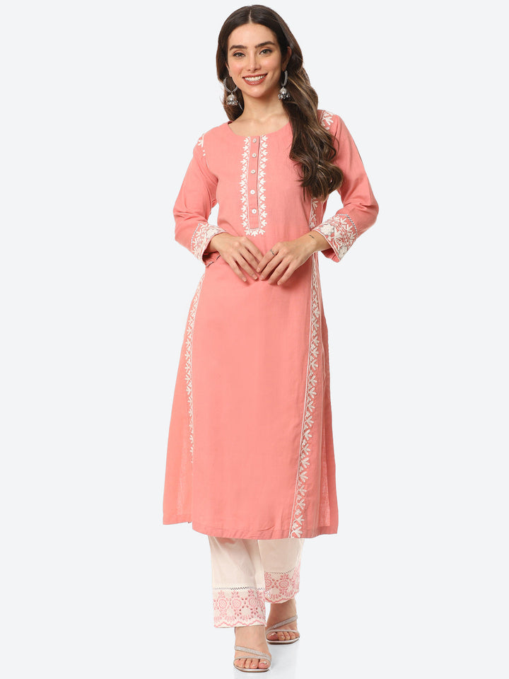 Neck Patti Cotton Kurta With Pant