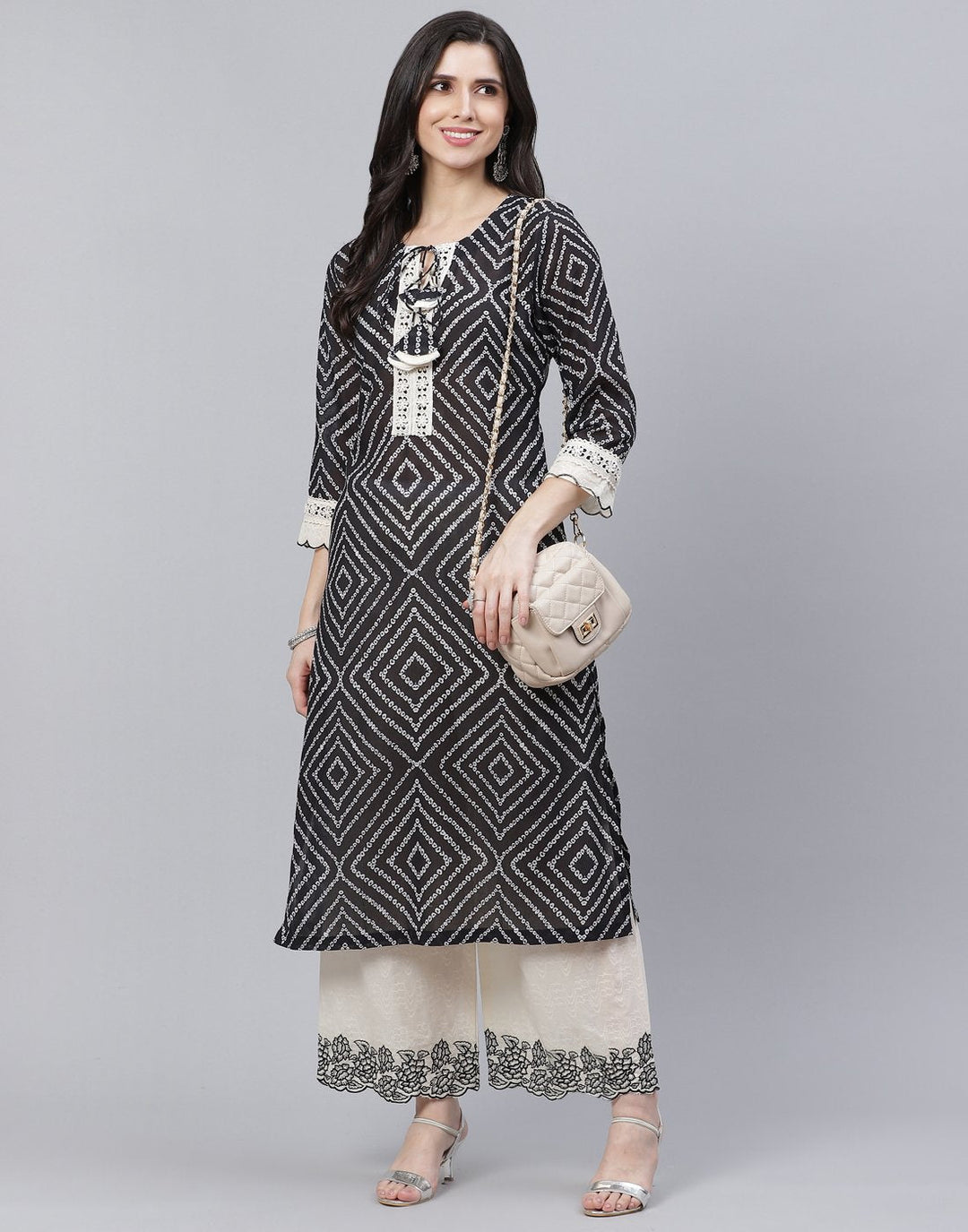 Bandhini Print Cotton Kurti with Palazzo