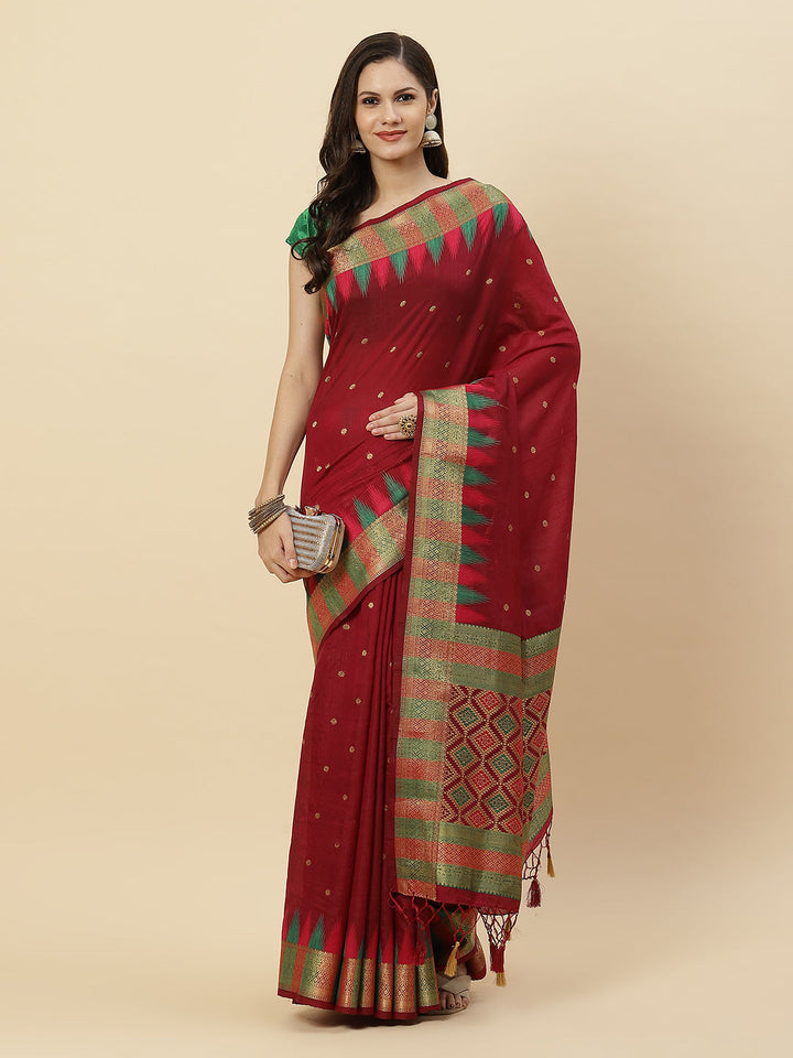 Plain Zari Border Handloom Woven Saree