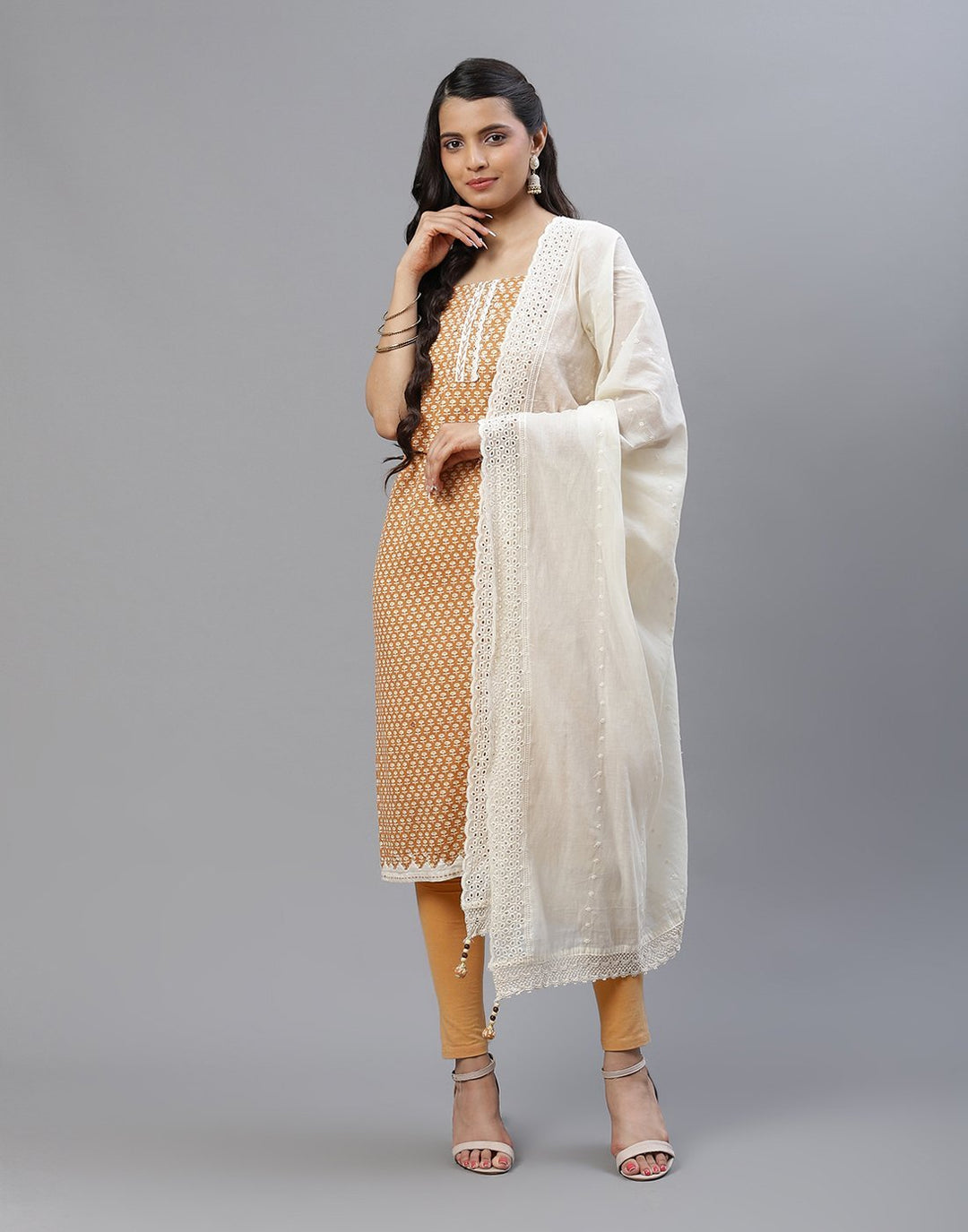 Printed Cotton Suit Piece With Dupatta