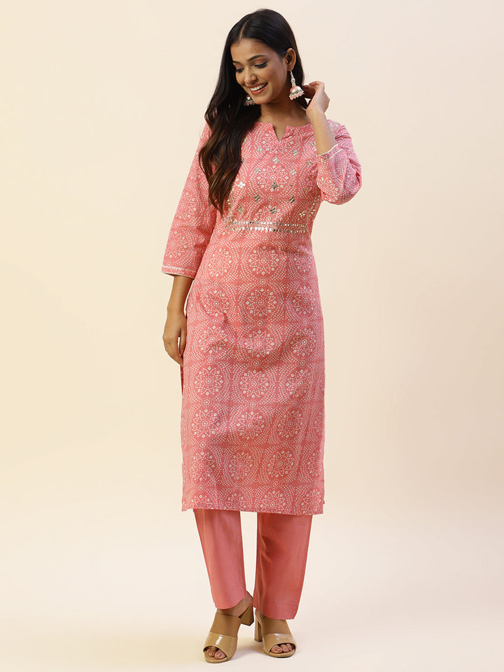 Printed Cotton Kurta With Pants