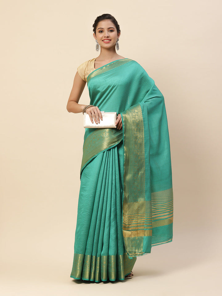 Plain Zari Border Art Handloom Woven Saree