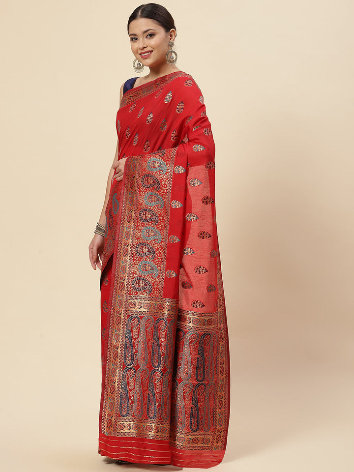 Zari Border Booti Handloom Woven Saree
