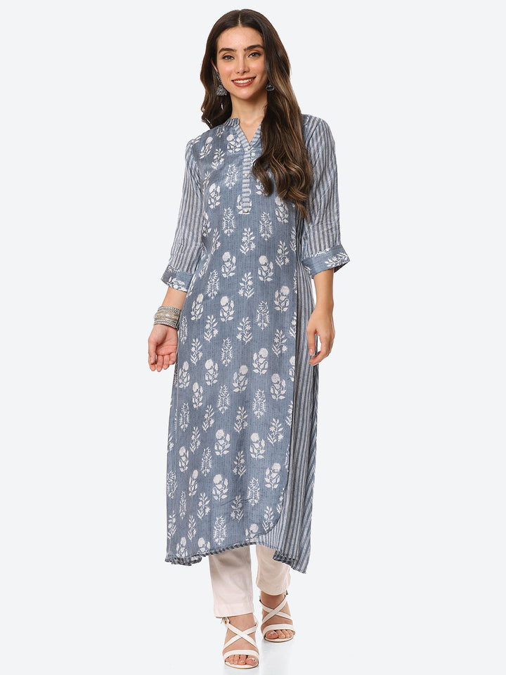 Floral Printed Muslin Kurta