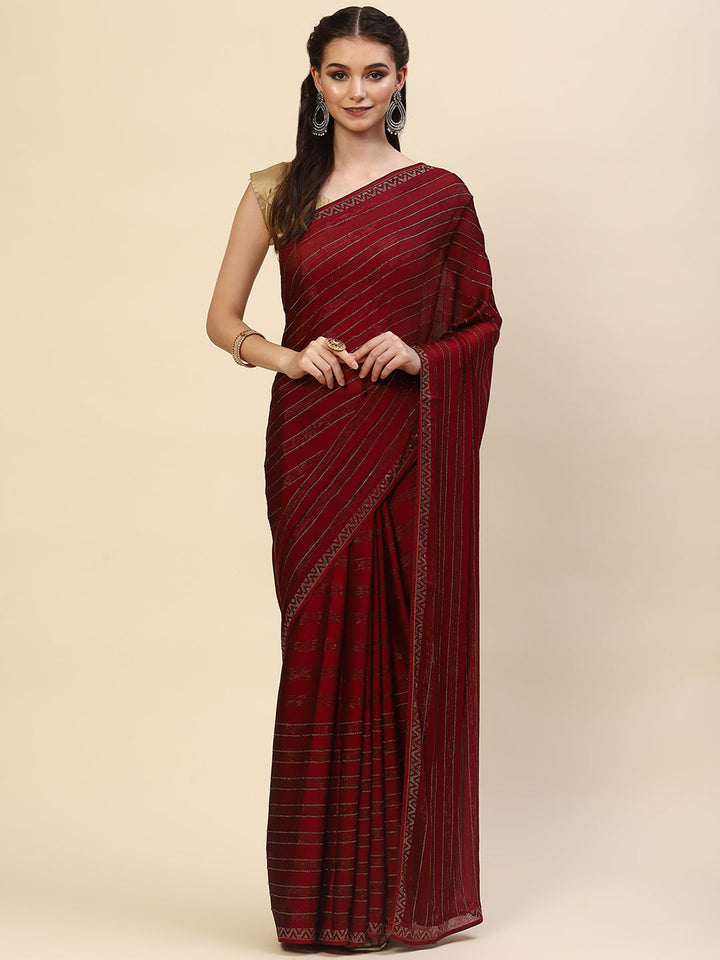 Stone Work Georgette Plain Saree